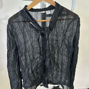 Newport News Black Sheer Blouse